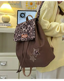 KYLETHOMASW  -  Japanese Harajuku Style Y2k Retro Leopard Print Large Capacity Backpack Travel Storage Bag Student School Bag Women's Bag