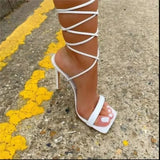 KYLETHOMASW  -  Fashionable High Heel Sandals Spring Summer Buckle Ankle Strap Rubber Sole Leisure Style for Women in Sizes 35-43