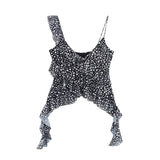 KYLETHOMASW  -  Ruffles Summer Mesh Camis Tops Boho Floral Printed Tank Top vintage Sleeveless Sexy V Neck Knitted Camis Strap women's Blouse