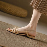 KYLETHOMASW  -  Summer Gladiator Women Sandals Casual Open Toe Red Patent Leather Shoes Ladies Elegant Flats Sandalias