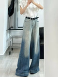 Kylethomasw Retro Gradient Boot Cut Jeans Women Y2k Streetwear Casual Loose Korean Wide Leg Denim Pants Harajuku Chic Mujer Bottoms