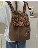 KYLETHOMASW  -  Japanese Harajuku Style Y2k Retro Leopard Print Large Capacity Backpack Travel Storage Bag Student School Bag Women's Bag