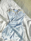 KYLETHOMASW  -  layered ruffle women Dress ruched beige floral party dress puff sleeves ribbon ties chic summer dress new
