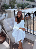 KYLETHOMASW  -  Autumn White Loose Dress Minimalist Lazy Off-shoulder Tube Dress Evening Dresses Party Dresses Vestidos
