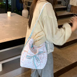 KYLETHOMASW  -  Floral Bow Bag Bucket Mochila High Capaci Mochilas Mujer Fashion Backpacks Multi-function Backpack Shoulder Bolsas Feminina