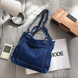 Kylethomasw  Denim Shoulder Bags For Women Thread Canvas Casual Totes 100% Cotton Tooling Packages Large Capacity Cloth Handbags Korea Bags