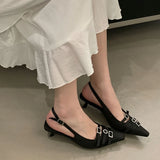 KYLETHOMASW  -  Fashion Silk Women Medium Heels Pumps Shoes Female Pointed Toe Footwear Shallow Ladies Thin Heels Sandals Shoes