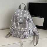 KYLETHOMASW  -  Ruffles Spliced Mochilas Mujer Polka Dot Print Mochila High Capacity Bag Holiday Travel Backpack New Canvas Bags for Woman