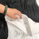 KYLETHOMASW  -  Summer Sweet Bubble Skirt Women Elegant Elastic Waist Pleated Solid Color Long Skirts Luxury Shiny Voile Party Faldas Mujer K993
