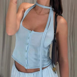 KYLETHOMASW  -  Woolen breasted backless tank top, tight fitting camisole, inner top, summer thin style, spicy women's clothing