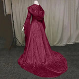 KYLETHOMASW  -  Women Deluxe Witch Dress Medieval Renaissance Maxi Train Dress Halloween Devil Pagan Witch Wedding Cos Costume Hooded Gown Robe
