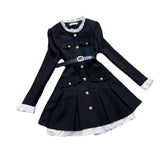 KYLETHOMASW  -  Autumn and winter clothing,  black suit, short skirt, spring waist cinching, new  waist cinching, long sleeved patchwork dress,
