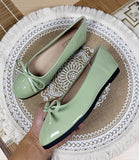 KYLETHOMASW  -  Women Round Toe Ballet Flats Spongy Bottom  Hot New 2024 Italian Shoes Patent Leather Classic Bow-Knot Dressing Slip-On 34 48 47
