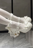 KYLETHOMASW  -  Lovely Girls Lolita Butterfly Knot High Heels Platform Shoes ,Young Women Students Cute sakura Wedding Dress Mary Janes