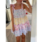 KYLETHOMASW  -  Floral Tiered Tie-Strap Mini Dress for women cute summer dresses new feminine babydoll dress sexy party dress