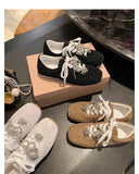 KYLETHOMASW  -  Designer Brand High Quality Zapatillas De Mujer Retro Square Head Pearl Bow Casual Training Shoes Women's Shoes Hot Selling