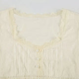 KYLETHOMASW  -  Sexy T Shirts Women Lace Patchwork Short Sleeve Slim Fashion Elegant French Style Chic Tops Ladies Tee Shirt Casual