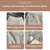 KYLETHOMASW  -  Red Drawstring Wide Leg Casual Pants Women's Loose Lazy Style Versatile Slimming Shorts Summer New Style High Waist Straight