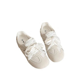 KYLETHOMASW  -  Women's Ballet Style Sneakers Lace Bow Flat Casual Shoes, Breathable Black Sneakers for Spring Summer, Versatile Trendy Shoes