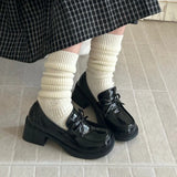 KYLETHOMASW  -  New Spring College Style Platform Women Loafers Shoes Fashion Shallow Slip On Shoes Elegant Thick Heel Leather Shoes