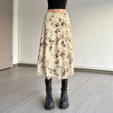 KYLETHOMASW  -  Women's Fashion Printed Milk Silk Skirt Low Waist Slimming Hot Girl Mid-Length