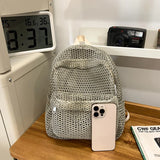 KYLETHOMASW  -  Small Mesh Backpack Bags Women Solid Color Back Packs Females Travel Simple Beach Student School Backpacks