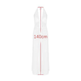 Kylethomasw  -  Sexy Halter Neck Hollow Long Dress Women's White Pleated Backless Evening Dress Elegant Lace up Sleeveless Long Dress