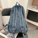 KYLETHOMASW  -  Lace-up Bow Denim Mochila Large Capaci School Bag Spacious Durable Mochilas Mujer Classical Bolsos Backpack Bolsas Feminina