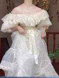 Kylethomasw -  Vintage Victorian Style white Princess Dress Retro Lace Puff Sleeve Mesh Romantic Fairy Ball Gown Dresses Vestido Festa Faldas
