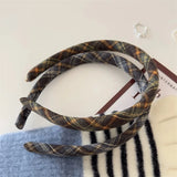 Kylethomasw French Retro Sponge Headband Women College Style Plaid Hair Band Elegant Temperament Hoop Hairband Girls Hair Accessories