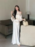 KYLTHOMASW  -   French Style Fish Tail Dress Set Slimming Strap Camisole Long Dress Summer New Slant Shoulder Top Two Piece Set Women Outfits