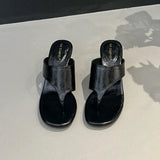 KYLETHOMASW  -  Red Footwear Fashion Round Heels Ladies Slippers Female Flip flops Elegant Women Heeled Slippers Sandals Slides Shoes Pumps