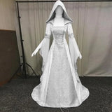 KYLETHOMASW  -  Women Deluxe Witch Dress Medieval Renaissance Maxi Train Dress Halloween Devil Pagan Witch Wedding Cos Costume Hooded Gown Robe