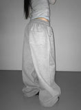 KYLETHOMASW  -  Y2K Rivet Sweatpants Women Streetwear Fleece Black Baggy  Hip Hop Wide Leg Pants Fashion Casual Trousers