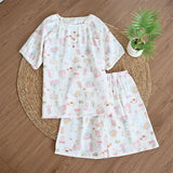 KYLETHOMASW  -  Cotton double-layer gauze lace princess pajamas women's summer new short-sleeved trousers shorts ins loungewear cover
