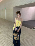 KYLETHOMASW  -  Pure Color French Elegant Tank Tops Women Sexy Slim Off-shoulder Y2k Crop Tops Summer Korean Fashion Bow Designer Chic Shirt New