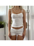 Kylethomasw  Woman Hot Pants Japanese Fashion Outfits Gyaru Tank Top Shorts Halter Top Sexy Sets Crochet New Trend Top Cute Core Chic