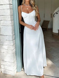 KYLETHOMASW  -  Women's Clothing Spring New Style Elegant Tie-Waist A-Line Solid Color Mid-Length Dress
