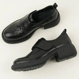 KYLETHOMASW  -  New Spring Autumn Women Pumps 2025 Fashion Round Toe Chunky Heels Loafers Casual Elegant Leather Slip On Women Mid Heels Shoes