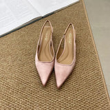 KYLETHOMASW  -  Fashion Low Heel Footwear Shallow Women Heeled Sandals Shoes Casual Female Pointed Toe Ladies Sandals Slip On Shoes Pumps