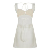 KYLETHOMASW  -  Solid Lace Spliced A-Line Women Mini Dresses Backless Design Sexy Fashion New Summer Hottie Dresses