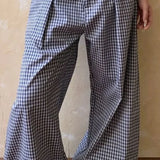KYLETHOMASW  -  Y2k Plaid Pants for Women Vintage Versatile Korean Fashion Wide Leg Trousers High Waist Casual Streetwear Pantalones De Mujer
