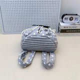 KYLETHOMASW  -  Women Star Stripe Print Drawstring Backpack Soft Fabric Flap Cover Nylon Travel Daypack Cute Student School Shoulder Bag