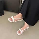 KYLETHOMASW  -  Elegant Women Low Heel Sandals Wedges Shoes Female Buckle Footwear Fashion Butterfly-Knot Ladies Heeled Sandals Shoes Pumps