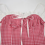KYLETHOMASW  -  Fashion Sweet Plaid Lace Spliced Women Camisole Cute Chic Y2k Summer Trendy New Slim Fit Blouses