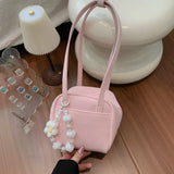 KYLETHOMASW  -  Women's Cute Mini Leather Flower Bead Charm Handbag Sweet Casual Aesthetic Daily Dating Simple Shoulder Bag New Trend