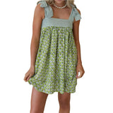 KYLETHOMASW  -  Womens French Vintage Floral Print Casual Loose Fit Strap Jumper Dress