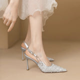 KYLETHOMASW  -  Pointed-toe Stiletto Heels Women's Sequins Cloth Spring and Summer New Straight Buckle Banquet Shoes Single Shoes
