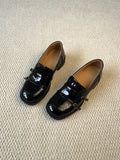 KYLETHOMASW  -  High Quality Patent Leather Loafers Women Fashion Double Narrow Band Buckle Designer Shoes Retro British Style Zapatos De Mujer