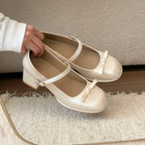 KYLETHOMASW  -  Butterfly-knot Women Mary Jane Shoes Fashion Thick Heel Buckle Strap Dress Shoes Ladies Comfort Spring Autumn Concise Footwear